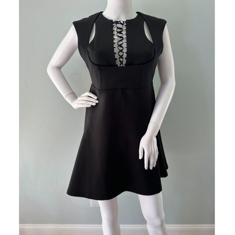 Current Mood Black Sleeveless Mini Dress Cutouts & Lace Up Front Detail size L